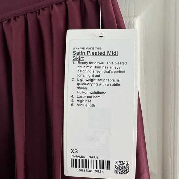 Lululemon Satin Pleated Midi Skirt in Garnet - Picture 8 of 8